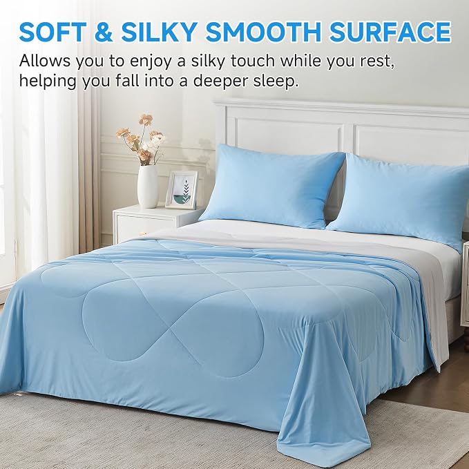 HOMFINE Cooling Comforter Twin Size, Japanese Double-Sided Cold Tech Fabric - Image 4