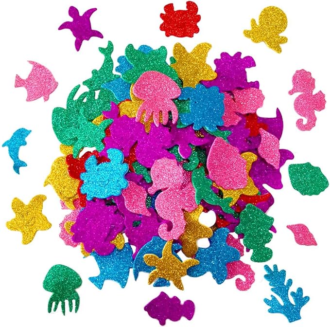 TTSAM Glitter Colorful Sea Animals Shapes Foam Stickers Self Adhesive Craft by TTSAM
