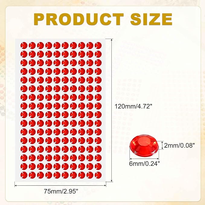 HARFINGTON 5 Sheet/800pcs Rhinestone Adhesive Stickers Self Adhesive Acrylic - Image 2