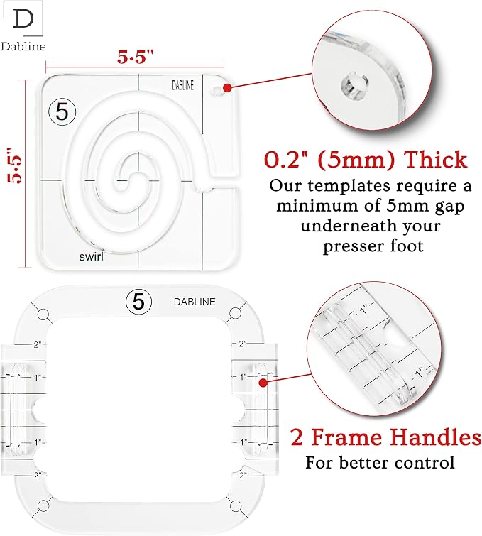 DABLINE 13 PCs Quilting Template Set Includes 8 Quilting Templates, Quilting - Image 4