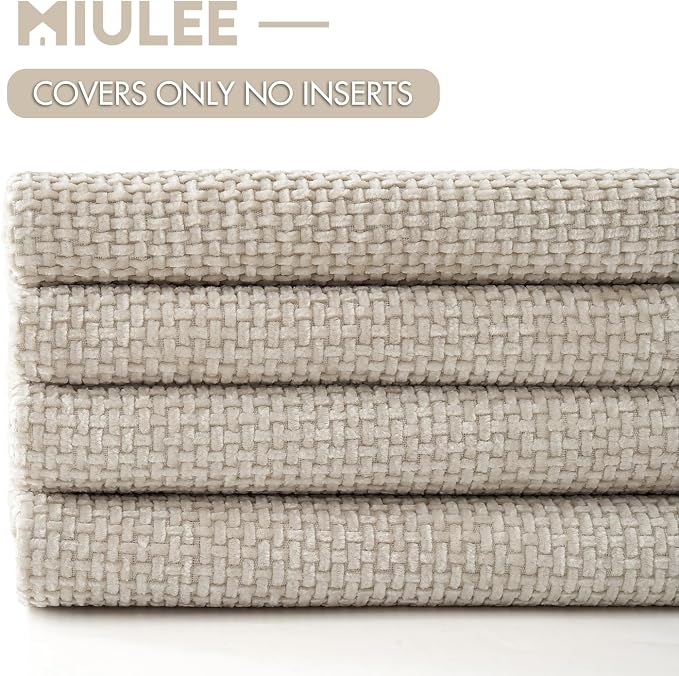 MIULEE Pack of 4 Couch Throw Pillow Covers 16x16 Inch Cream Soft Decorative - Image 6