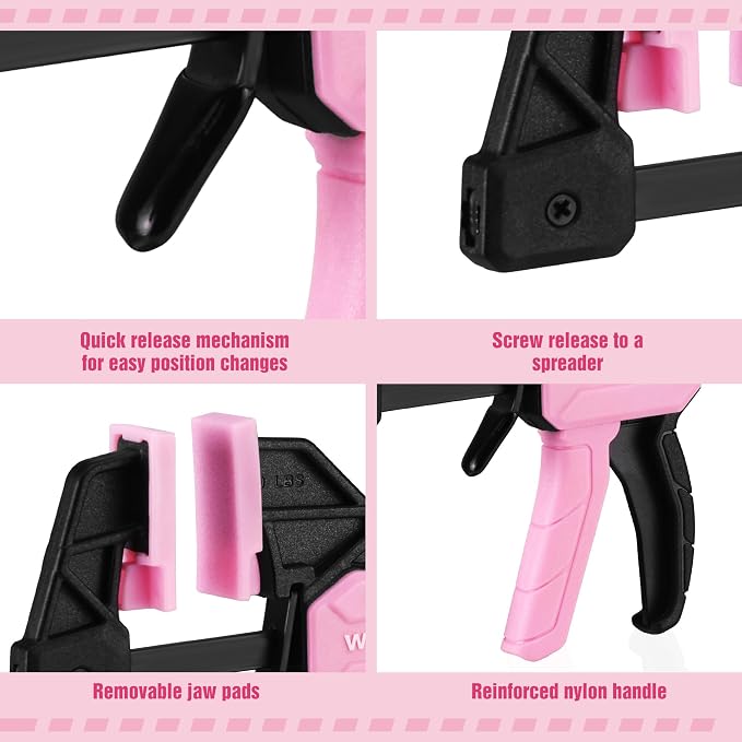 WORKPRO 6" Mini Bar Clamps for Woodworking, Light-Duty Screw-Change F Clamp - Image 5