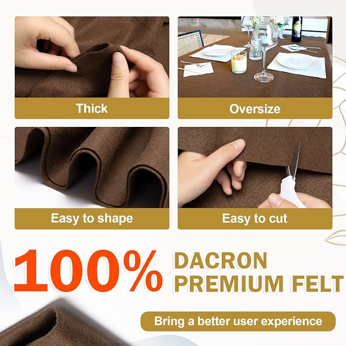 XSEINO Chocolate Brown Large Felt Fabric 72" X 36 ", 1.4 mm Thick Soft Felt - Image 4