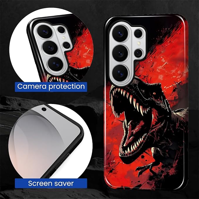for Samsung Galaxy S26 Ultra Case, Cool Dinosaur Red Black Pattern Glossy 2 in - Image 5