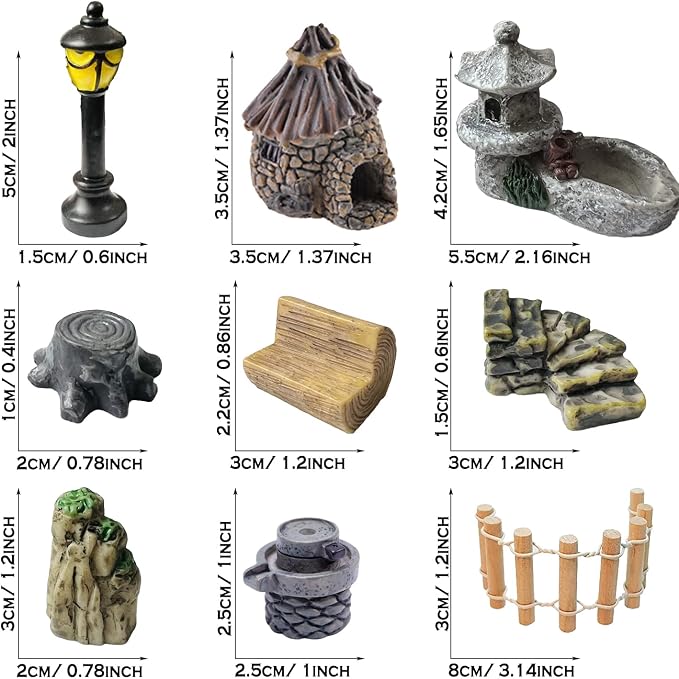 Cayway 26 PCS Outdoor Fairy Garden Miniatures Mini Zen Garden Accessories - Image 3