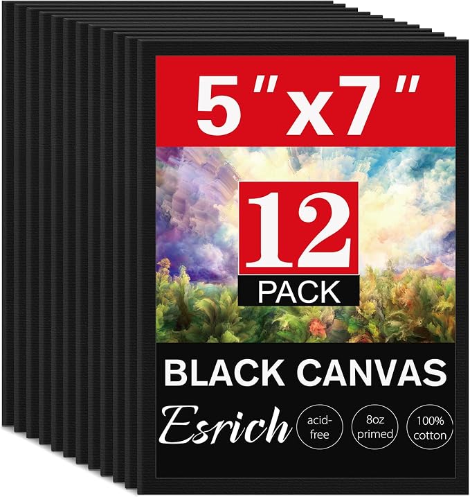 ESRICH 5x7 Canvas for Painting, 12 Pack Small Canvases for Painting Canvas by ESRICH