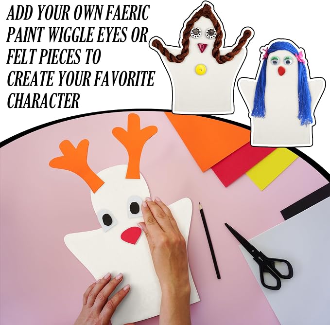Soulchen 12 Pcs DIY Cotton Hand Puppet Kit 8 x 9.8 Inch Making Your Own Puppets - Image 3