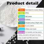 1500pcs Pearl Beads for Jewelry Making, 4mm 6mm 8mm 10mm Round Loose Pearls - Image 3