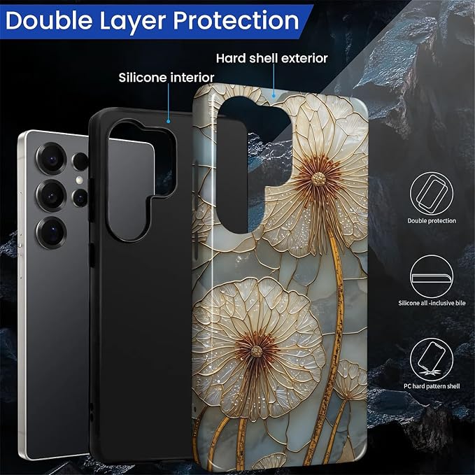 for Samsung Galaxy S25 Ultra Case, Dandelion Stained Glass Pattern Glossy 2 in - Image 3