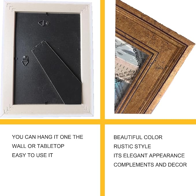 LUCKYLIFE 8x10 Picture Frame Set of 4, Rustic Bronze Picture Frames - Image 5