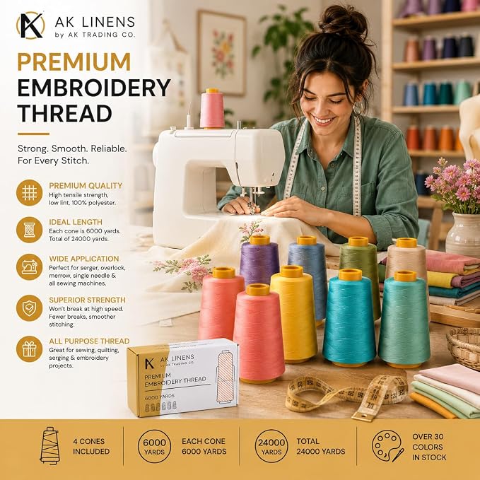 AK TRADING CO. 4-Pack Rose Pink All Purpose Sewing Thread Cones of High Tensile - Image 6