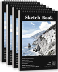 4 Pack Small Sketch Books, 5.5 x 8.5 Inch Mini Sketchbook, 68lb/100gsm Spiral by Prudiut