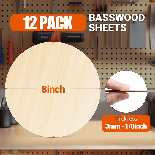 Rowood 12 Pack Round Basswood Sheets, 3mm Basswood - Image 4