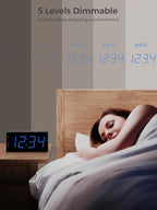 Large Display Alarm Clock for Bedroom, Dual Alarm for Couples, 5-Level Dimmer - Image 5