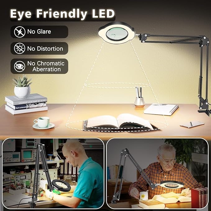 Magnifying Glass with Light and Clamp, 15X 10X Desk Magnifying Lamp, 84 LED - Image 4