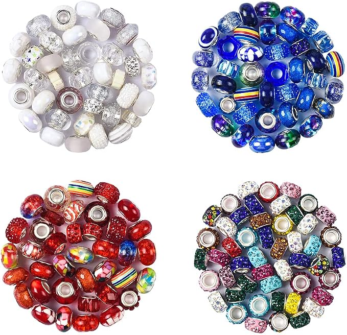 Aipridy Assortment European Large Hole Beads Spacer Beads Rhinestone Craft Beads - Image 2