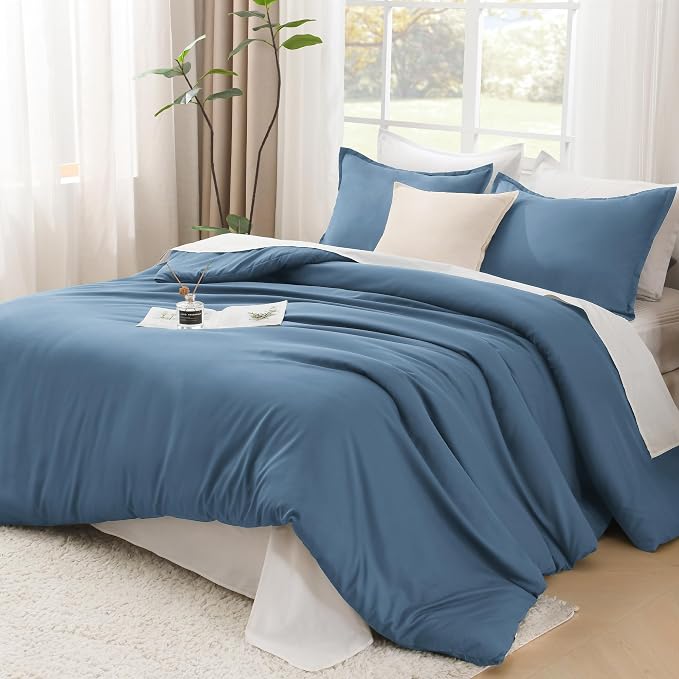 Litanika Comforters Queen Size Ocean Blue, 3 Pieces Lightweight Solid Bedding by Litanika