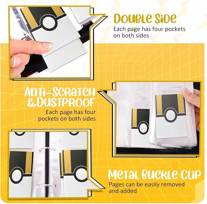 Card Binder 4 Pocket, Trading Card Holder Fits 400 Cards - Image 5