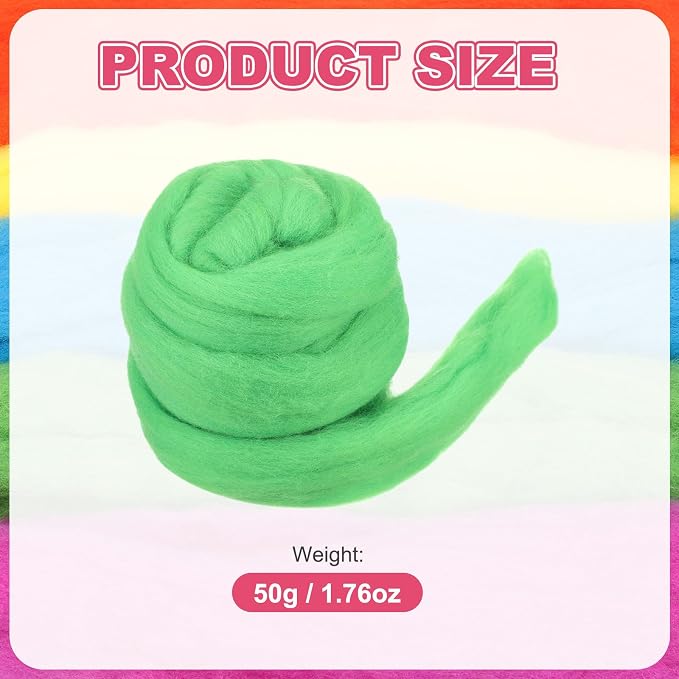 MECCANIXITY Wool Roving Yarn Soft Felting Wool 50g/1.76oz Pure Chunky Roving - Image 2