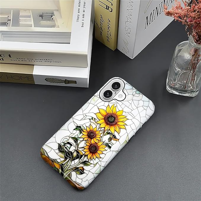 ZHEGAILIAN Case for iPhone 16 Plus, Sunflower Faux Stained Glass Effect Durable - Image 4
