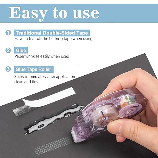 4 Pack Double Sided Tape Roller, Scrapbook Supplies, Glue Tape Roller - Image 2