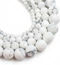 60pcs Natural Matte White Howlite Gemstone Beads，6mm Frosted Round Loose Stone by Yochus