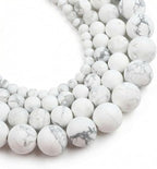 60pcs Natural Matte White Howlite Gemstone Beads，6mm Frosted Round Loose Stone by Yochus