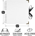 Bstorify Square Scrapbook Photo Albums 60 Pages White Thick Paper, Metal Corners - Image 2
