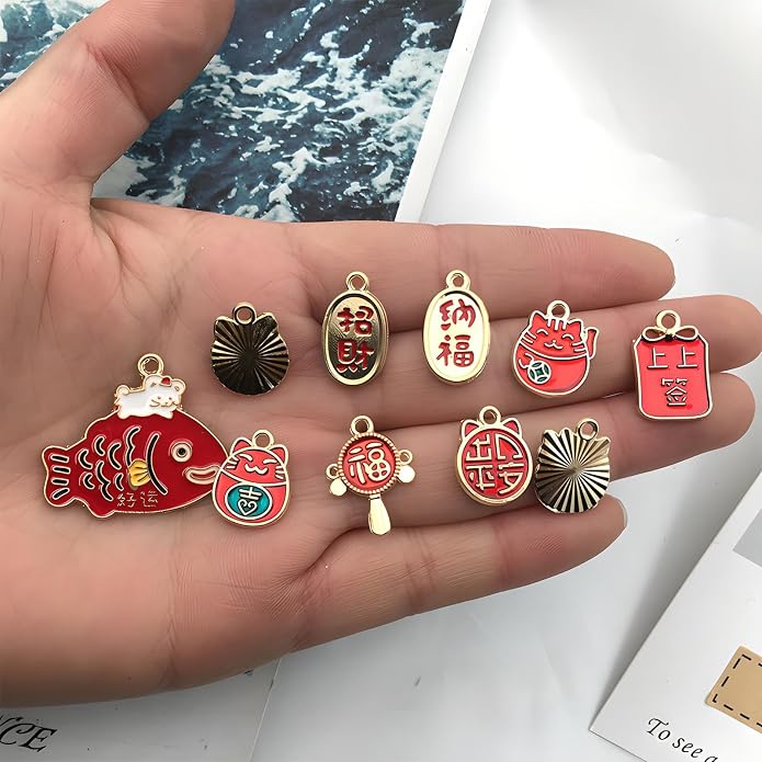 Bulk Gold Enamel Charms for Jewelry Making, Colorful Metal Charms Pendant for - Image 7