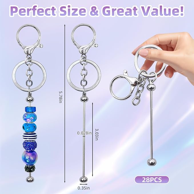 28 Pcs Beadable Keychain Bars - Image 2