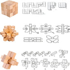 VolksRose 15pcs Wooden Brain Teaser Puzzles, IQ Challenge Puzzle Games - Image 2