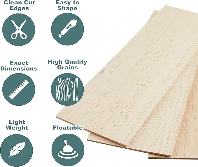 CRAFTIFF Balsa Wood Sheets Unfinished Thin Wood Pieces - Image 6