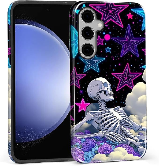for Samsung Galaxy S25 FE Case, Skull Star Collage Pattern Glossy 2 in 1 - Image 3