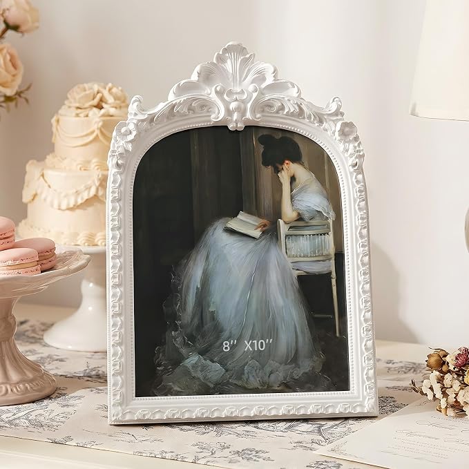8x10 White Arched Picture Frame, Vintage Elegant Decorative Photo Frame | Fits - Image 2