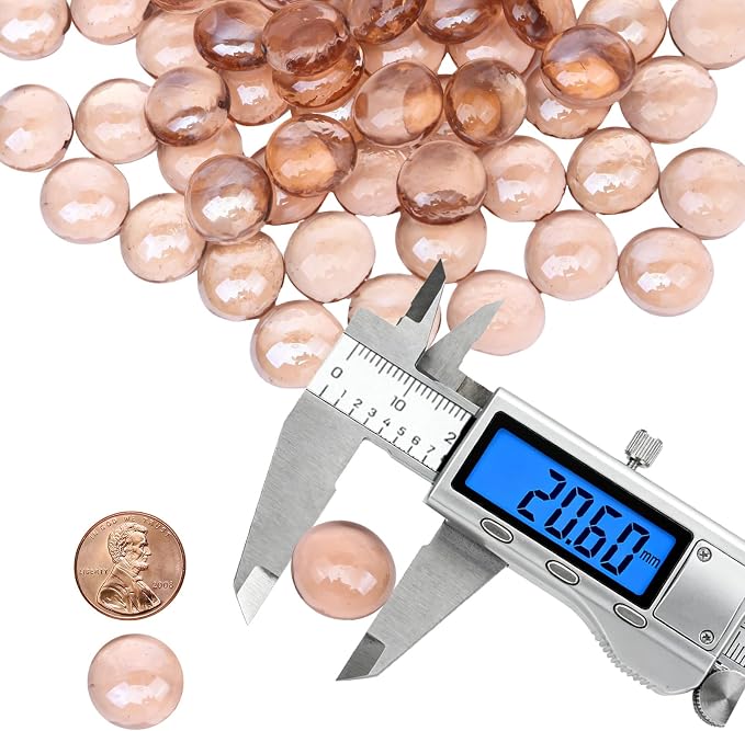 2 lb Champagne Glass Beads for Vases, Glass Pebbles, Champagne Flat Glass - Image 2