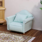 Dollhouse Couch with Pillow 1 12 Scale Miniature Sofa Arm Chair Living Room - Image 2
