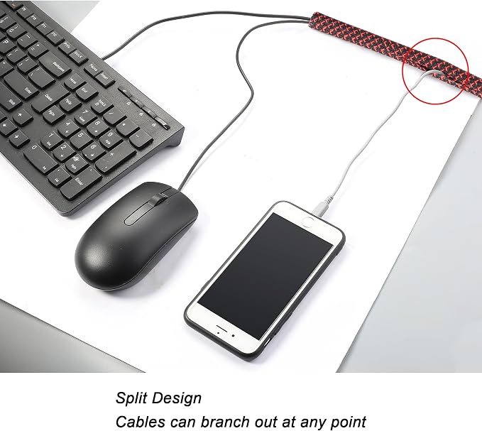10ft - 1/2 inch Braided Cable Management Sleeve Cord Protector - Self-Wrapping - Image 3