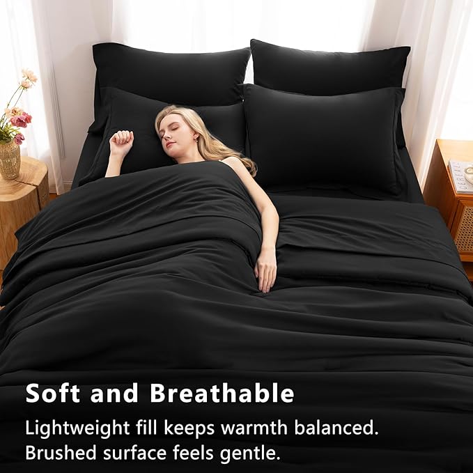 CozyLux Twin Comforter Set Black, 5 Pieces Bed in a Bag Twin Comforter Set - Image 5