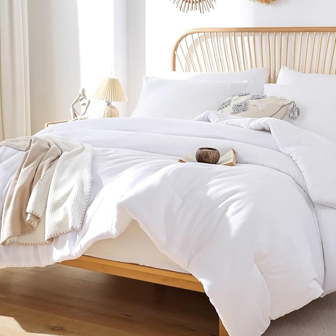 ROSGONIA King Size Comforter Set White - Image 3