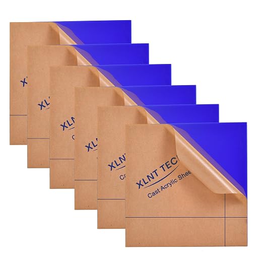 6 PCS Dark Blue Cast Acrylic Opaque Plastic Sheet 8 x 8 Inch, by MaterialsParts
