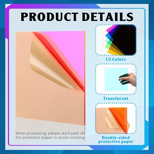 Geetery 30 Pcs Colored Acrylic Sheets, Plastic Boards - Image 3