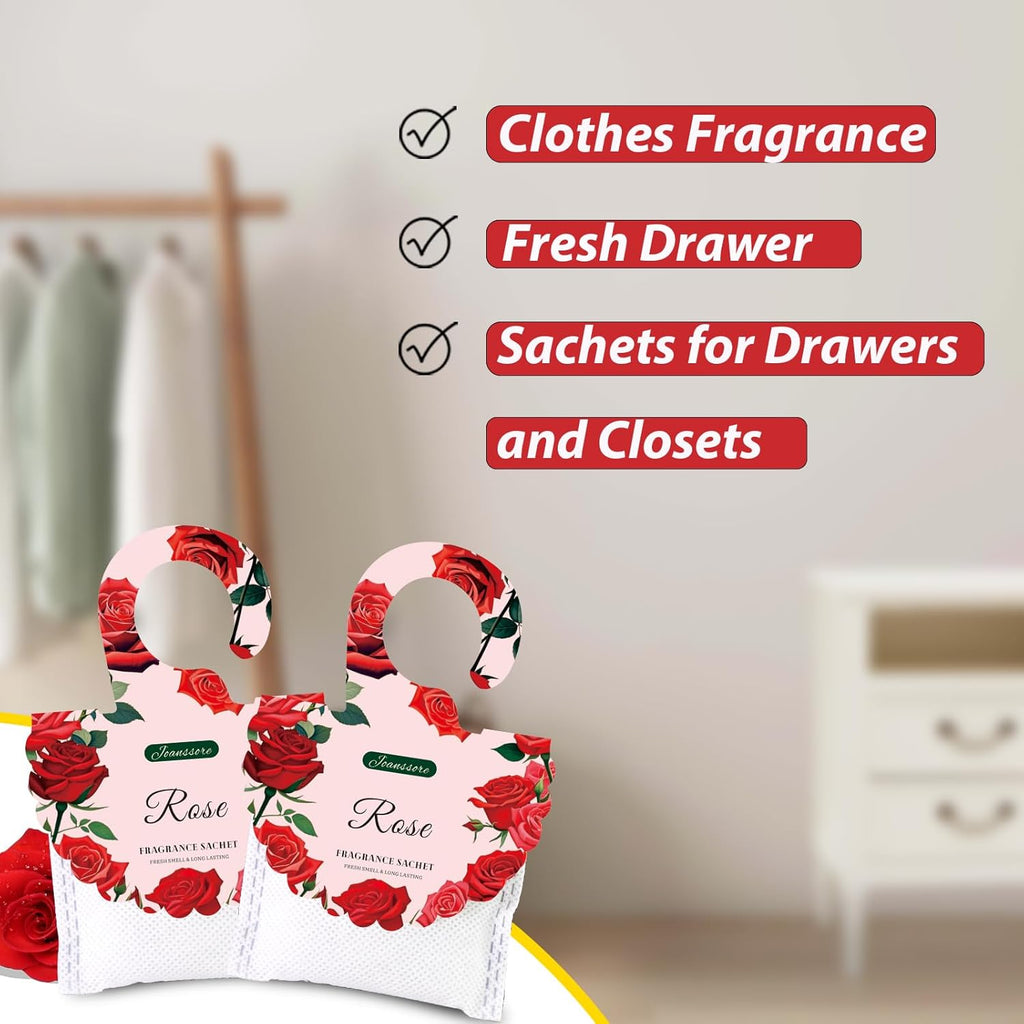 15 Packs Rose Scented Sachets Bag for Drawers and Closets, Air Freshener for Home Fragrance Sachet, Long-Lasting Hanging Closet Deodorizer Smell Goods for House