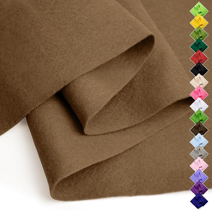 Soft Felt Fabric Sheet 18" x 36", 1.6mm Acrylic Craft Felt, Coffee | Soft Thick by AblemeDeco