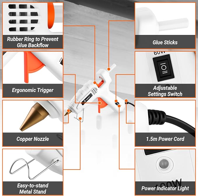 Hot Glue Gun Full Size: DEKOPRO 60/100Watt Dual Temp Hot Glue Gun Kit - Image 2