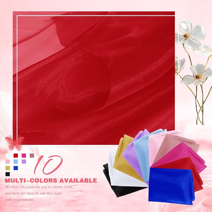 VACVELT Red Sheer Organza Fabric by The Yard 60" Wide | Semi-Transparent - Image 3