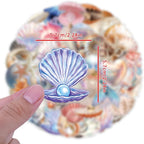 50 Pcs Sea Shell Stickers Aesthetic PET Transparent Conch Stickers Clamshell - Image 8