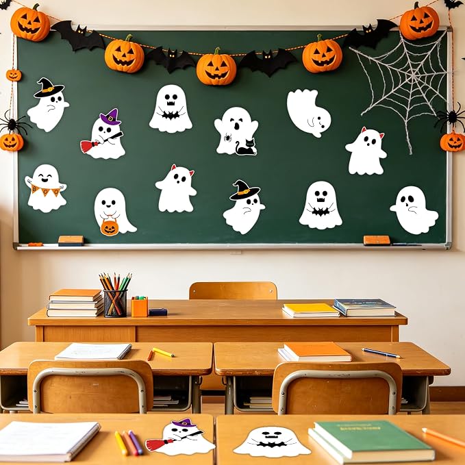 54Pcs Halloween Ghost Cutouts, Classroom Halloween Bulletin Board Decorations - Image 4