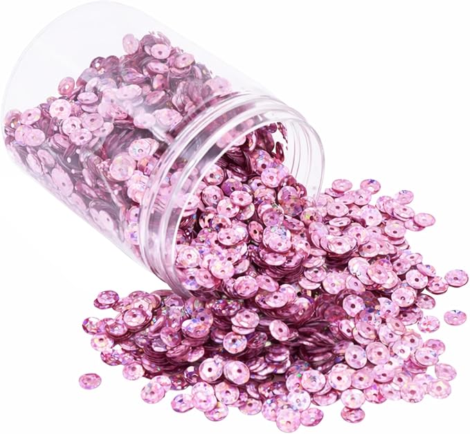 Mandala Crafts 6mm Cup Holographic Dusty Rose Sequins by MandalaCrafts