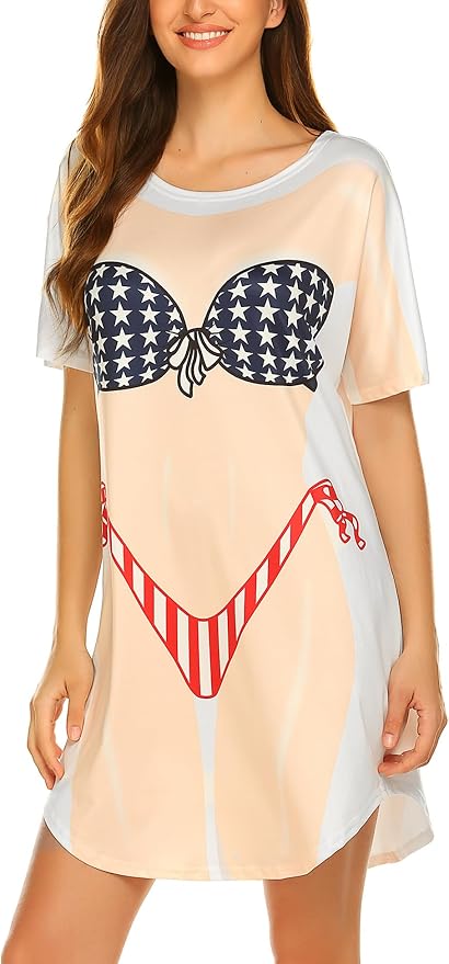 Ekouaer Women's Bikini Shirt Cover Up Short Sleeve Cute Bikini Print Cover-Up - Image 4
