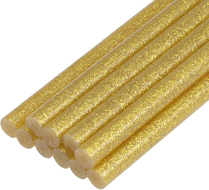 uxcell Mini Hot Glue Sticks for Glue Gun 0.27-inch x 4-inch Gold Glitter 10pcs by uxcell
